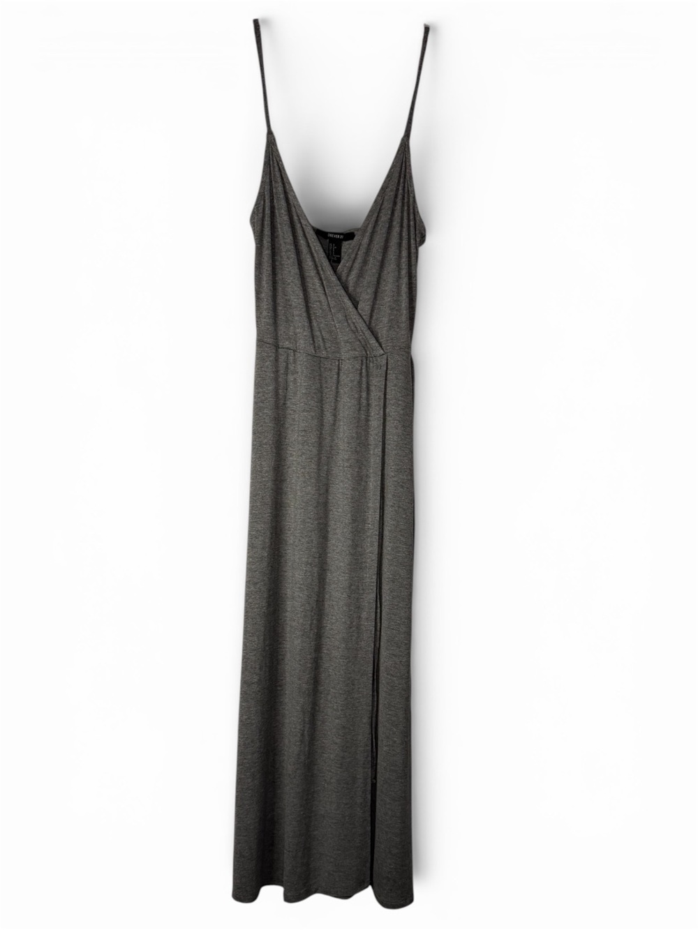Forever 21 Gray Sleeveless Faux-Wrap Maxi Dress